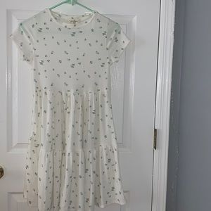 white and floral t shirt dress